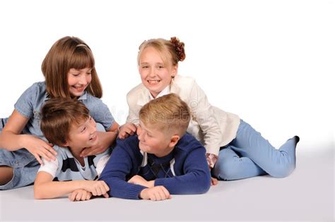 Children Lying On The Floor Stock Image Image Of Book Isolated