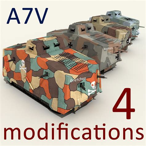A7v Tanks 3d Max Ww1 Tanks War Tank Model Tanks