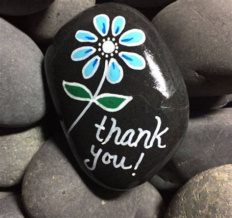 Thank You Painted Rock Teacher T Flowers Rock Art Words Etsy