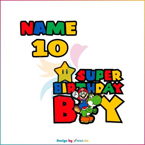 Super Birthday Boy Svg Super Mario Svg Digital Cricut File Peacesvg