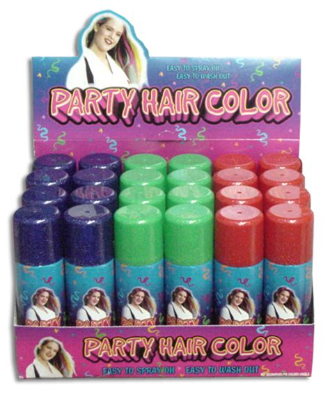Wash off after half an hour. Temporary Spray In Hair Color with Glitter (Box of 24 ...