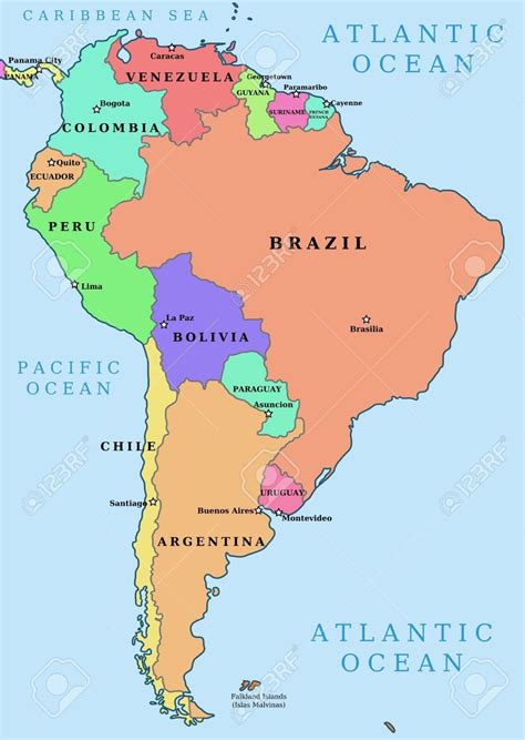 South America Capitals Map Quiz Mapa De America Del Sur Mapa De