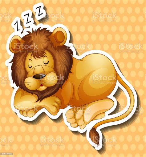 Lion Sleeping On Polkadots Background Stock Illustration Download