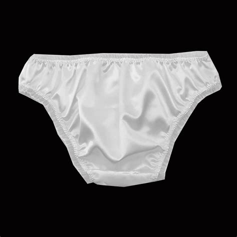 White Satin Frilly Sissy Panties Bikini Knicker Underwear Briefs Size