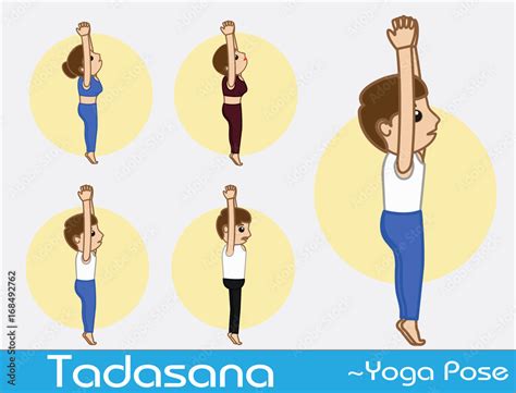 Yoga Cartoon Vector Poses Tadasana Stock Vector Adobe Stock