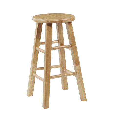 Wooden Bar Stool 24 Inches Fully Assembled Natural Wood Finish