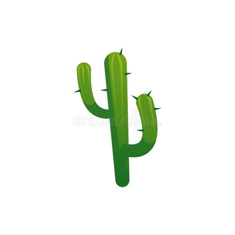 Bizarre Green Cactus With Spikes Flat Style Vector Illustration Stock