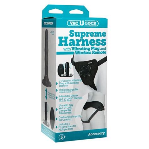 Vac U Lock Supreme Harness With Vibrating Plug Black Vac U Lock Strapons From Doc