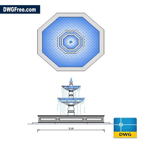 Urban Fountain Dwg Drawing 2024 2d In Autocad Free Dwgfree