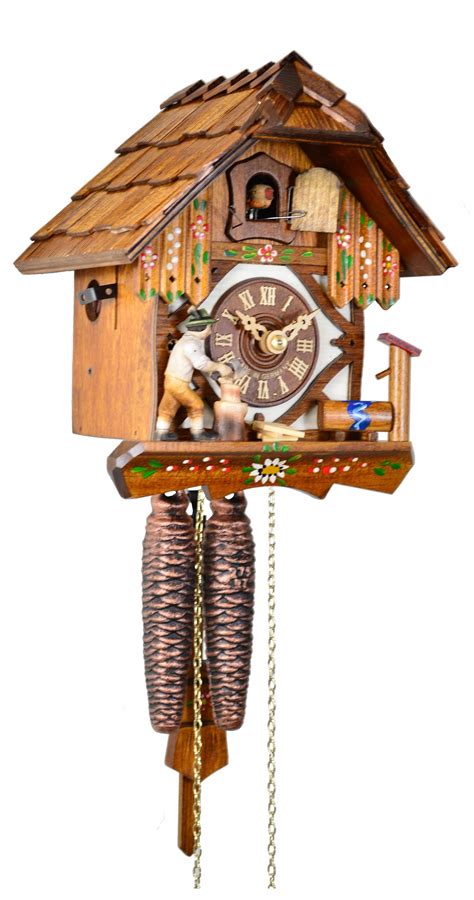 Cuckoo Clock Black Forest House With Moving Wanderer 8 Day Cuckoo