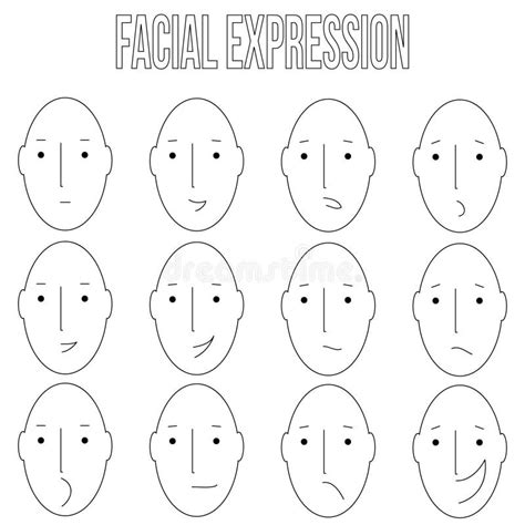 Set Of Simple Emotional Faces Icons Stock Vector Illustration Of