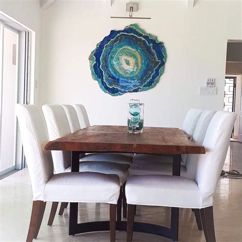 Coastal dining chairs for live edge table epoxy resin. live edge table with geode art www.facebook.com ...