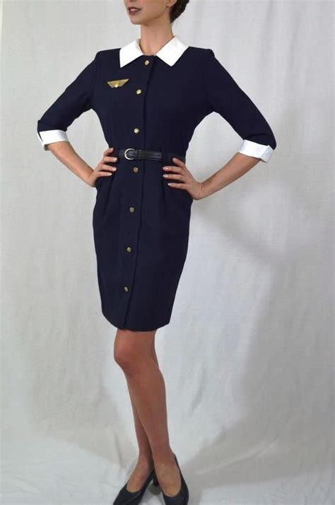 vintage  air france concorde stewardess uniform dress