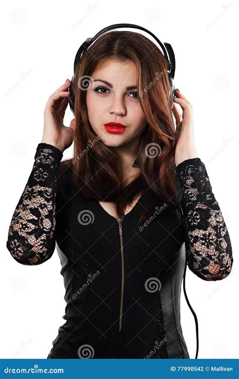 Woman Posing In Headphones Stock Photo Image Of Face