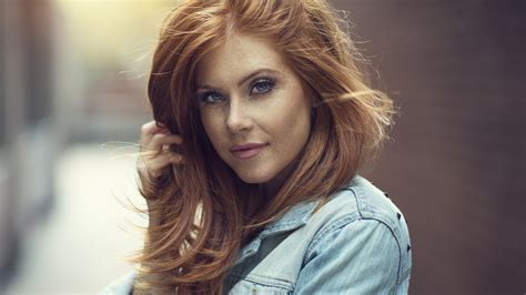 Wallpaper Face Women Redhead Model Long Hair Blue Eyes Singer Denim Freckles Fashion