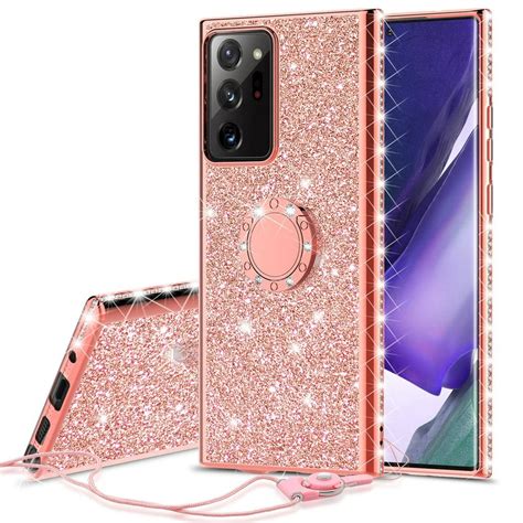 Samsung Galaxy Note 20 Ultra Glitter Phone Case Ring Kickstand Girls