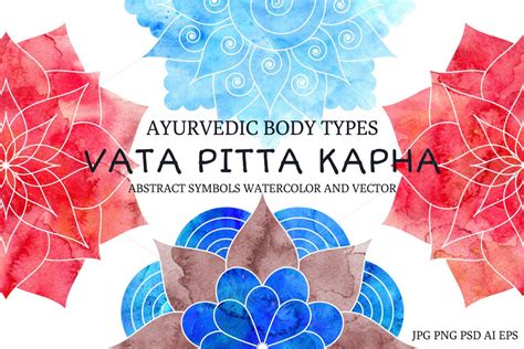 Vata Pitta Kapha Ayurvedic Doshas Watercolor Texture Pencil