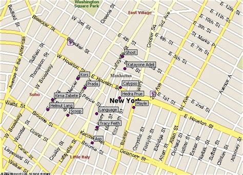 Map Of Soho Retail Stores And Notable Luxury Shopping In New York City