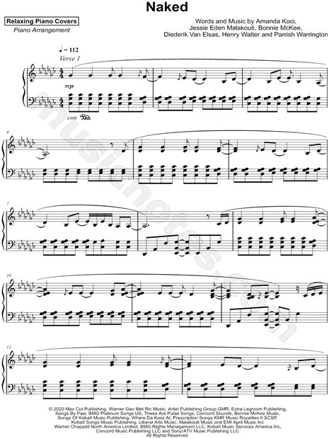 Relaxing Piano Covers Naked Sheet Music Piano Solo In Gb Major Download Print SKU