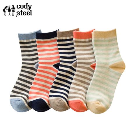 Cody Steel Socks Women Fashion Stripe Casual Women Cotton Socks Breathable Comfortable In Tube