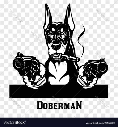 Doberman With Guns Gangster Head Royalty Free Vector Image