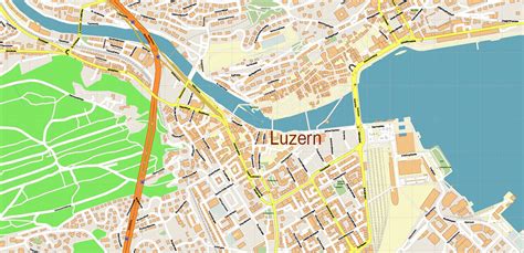Luzern Lucerne Switzerland Pdf Vector Map Accurate High Detailed City