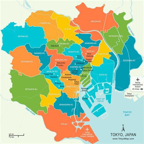 Wszystkie miejsca warte uwagi w: Tokio neighborhood map - Karte von Tokyo Nachbarschaften ...