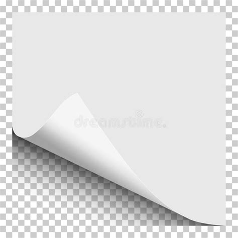 Sheet Of White Paper With Curled Corner Soft Shadow And Transparent