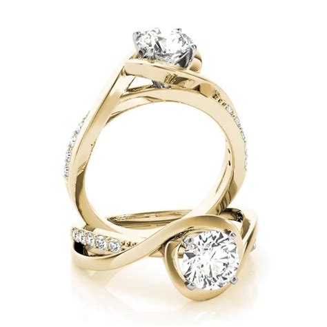Solitaire Bypass Diamond Engagement Ring 14k Yellow Gold 013ct Ng1359