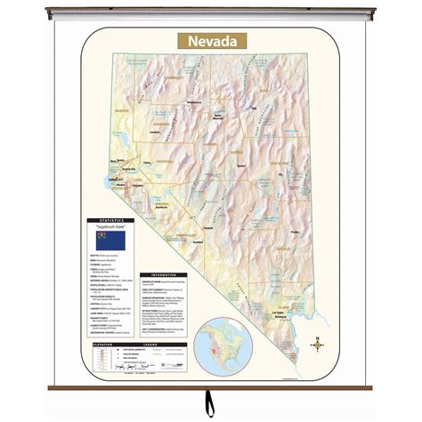 Nevada Large Shaded Relief Wall Map Shop Classroom Maps