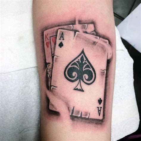 King Of Hearts With Ace Of Spades Mens Playing Card Arm Tattoos Arm