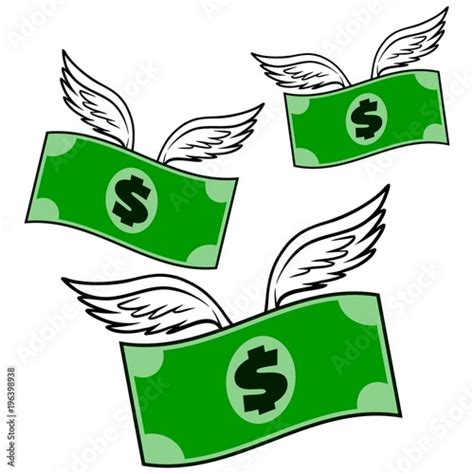 Flying Money A Vector Cartoon Illustration Of A Flying Money Concept