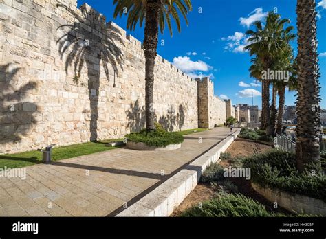 Walls And Jaffa Gate In Old City Of Jerusalem Israel Stock Photo Alamy