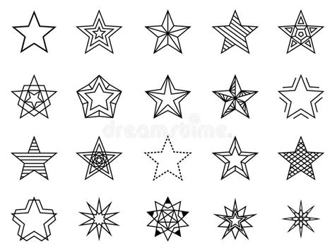Set Of Linear Stars Icons Stars Twinkle Icons In Simple Design Stock