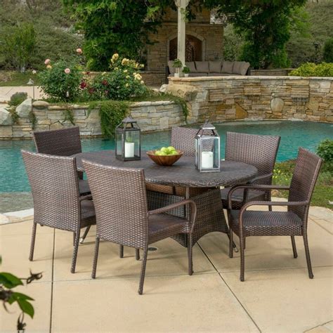 Outdoor Patio Furniture 7pc Multibrown All Weather Wicker