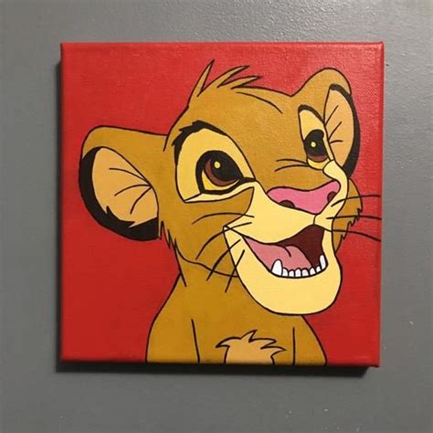 Simba The Lion King Acrylic Canvas Painting Etsy In 2020 Disney