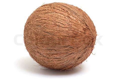 Eine Nette Kokosnuss Auf Einem Wei En Hintergrund Stock Bild Colourbox