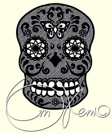 Machine Embroidery Design Sugar Skull Lace Pes Instant Etsy