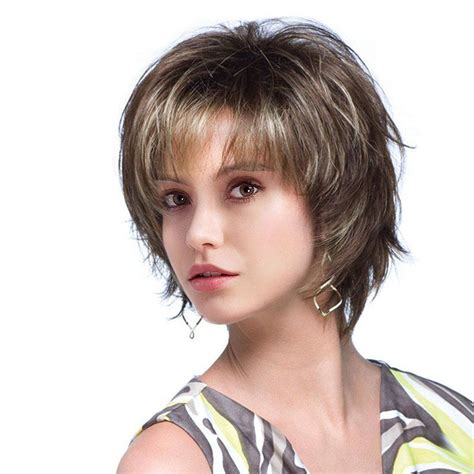 Off Short Side Bang Fluffy Colormix Natural Straight Human Hair Wig Rosegal