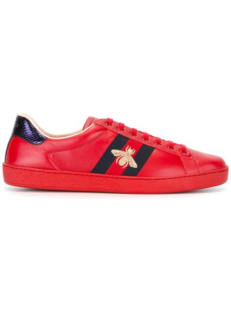 Gucci Leather Ace Embroidered Sneaker For Men Lyst