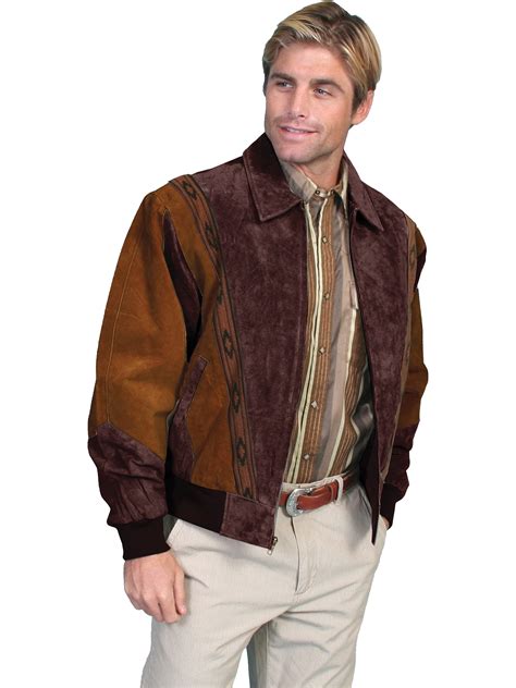 Scully Leather Mens Western Boar Suede Rodeo Jacket Cafe Brownchocola