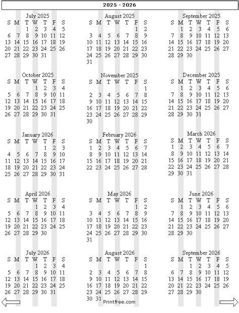 15 Month School Year Calendar 2025 2026