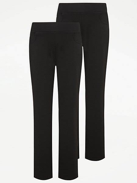 Girls Black Longer Length Jersey School Trousers 2 Pack Sale And Offers George At Asda