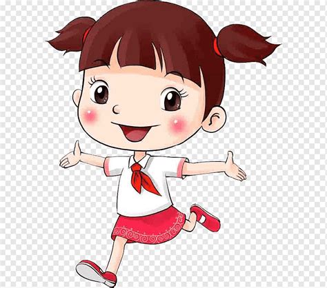 Gadis Berpakaian Putih Dan Merah Ilustrasi Kartun Animasi Wanita Syal