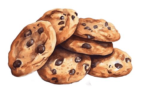 Chocolate Chip Cookies Watercolor Clipart Ai Generated 23477138 Png
