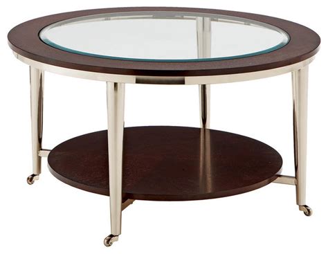 The sturdy construction of this iron frame ensures that this table will hol. Norton Cocktail Table - Glass Top - 35" Round - Modern ...