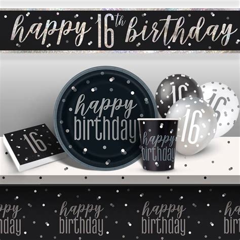 Black And Silver 16th Birthday Decorations Black 16th Birthday Theme