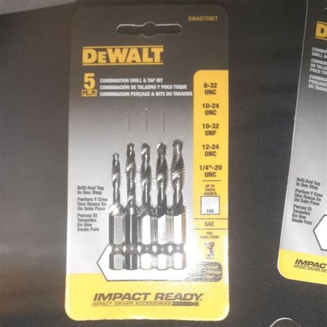 Dewalt 5 Pc Combination Drill And Tap Bit Set Dwadt5set For Sale Online