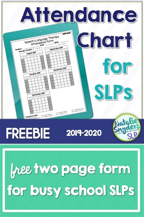 Free 2019 2020 Slp Attendance Calendar From Natalie Snyders School