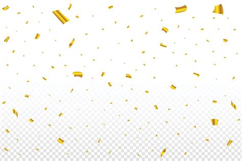 Golden Confetti Falling Isolated On Transparent Background Carnival Elements Confetti Vector